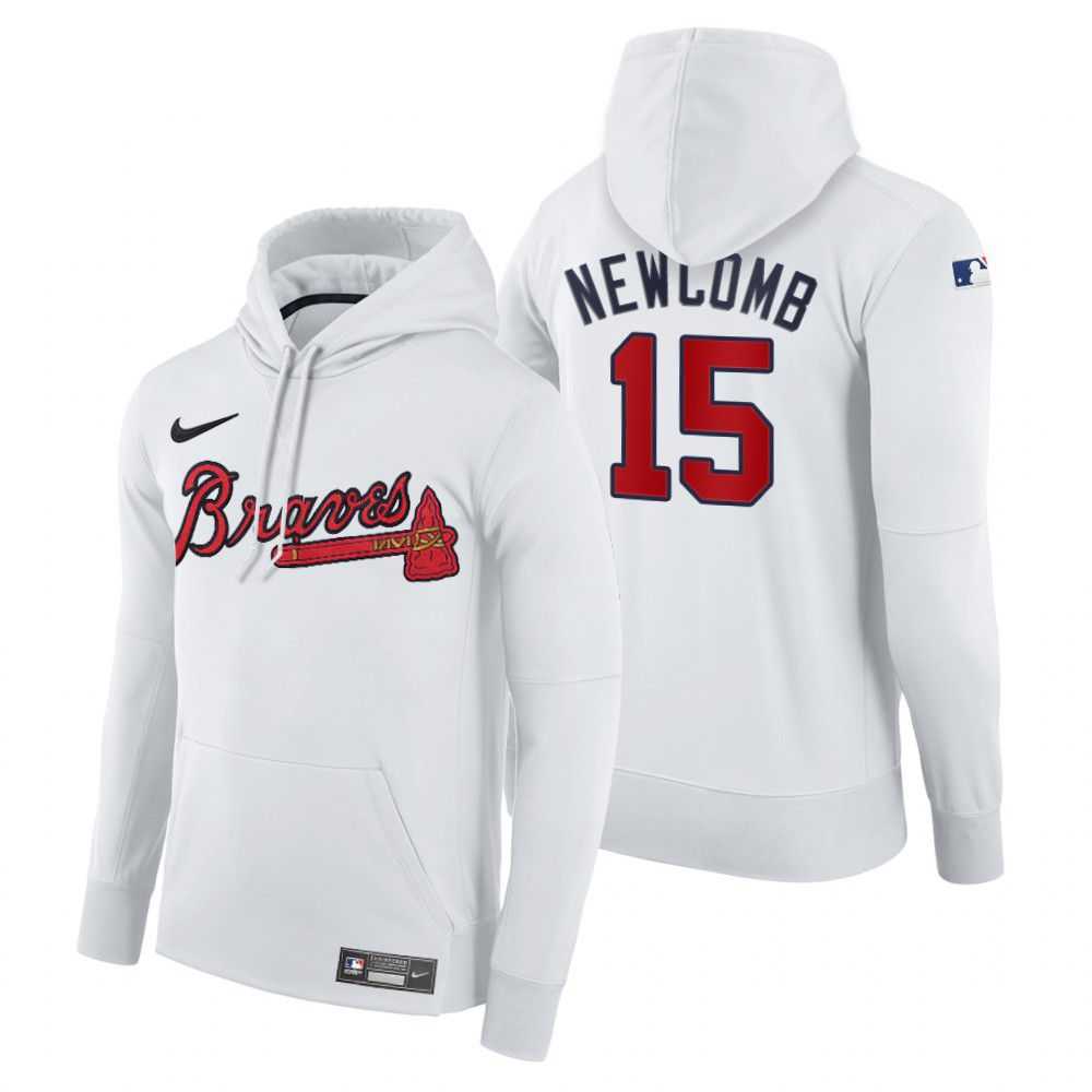 Men Atlanta Braves 15 Newcomb white home hoodie 2021 MLB Nike Jerseys